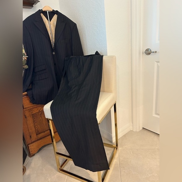 Tiglio 2pc Suit Super Merino’s Extrafine 150's SAMBUCA dual blue/gray Pinstripe - Picture 4 of 10